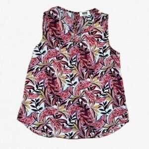 Pink and Black Sleeveless Top with Paisley Print